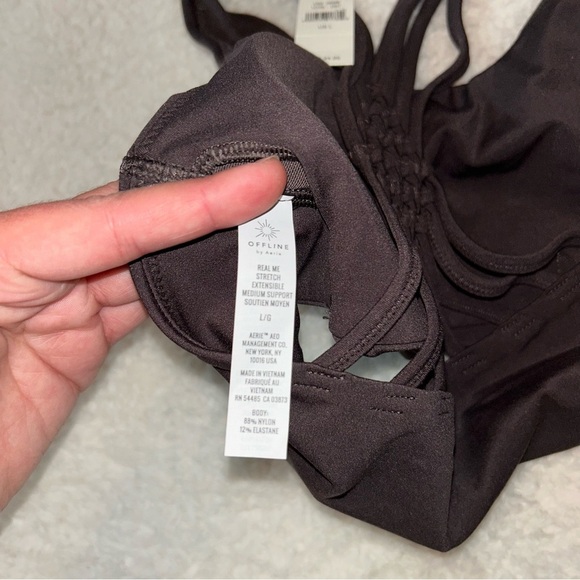 Aerie Offline Real Me Stretch Medium Support Macrame Sports Bra Large NWT - Picture 4 of 5